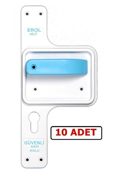 Erol Güvenli Ve Kırılmaz Bariyerli Okul Kapı Kolu Beyaz Ayna Mavi Kol 10 Adet