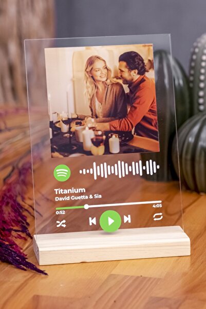 BLUE HOME'S Kişiye Özel Spotify Barkodlu Şeffaf Plak - Sevgiliye Hediye Arkad...