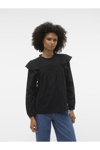 Vero Moda Bluse VMTRINE LS DANTEL ÜST WVN