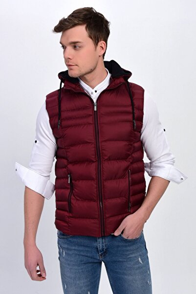 DYNAMO Erkek Bordo Çıkarılabilir Kapüşonlu Şişme Yelek