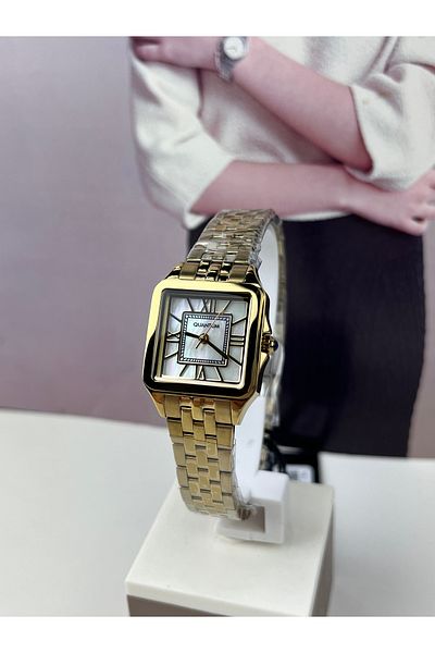 Quantum Gold Square Women's Wristwatch - 5 Atm Waterproof, 2 Years Warranty