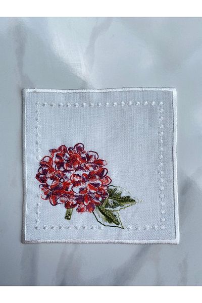 LİNDA MİA Flower Patterned Cocktail Napkin Single
