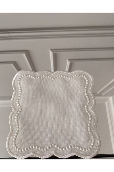 LİNDA MİA Λευκή χαρτοπετσέτα κοκτέιλ με στίγματα μονή