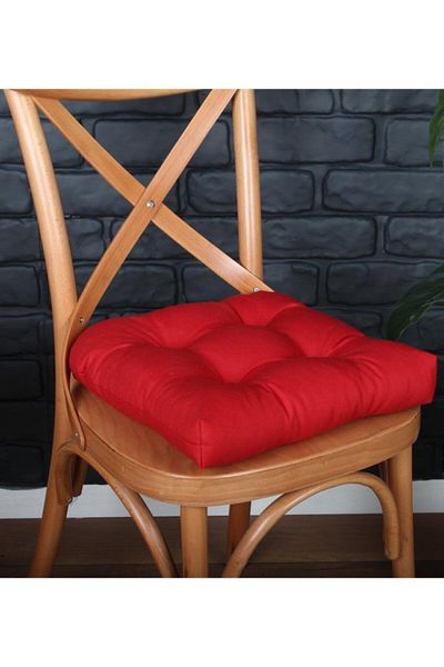 ALTINPAMUK Gold Red Fluffy Chair Cushion Special Stitched Lace up 40X40Cm