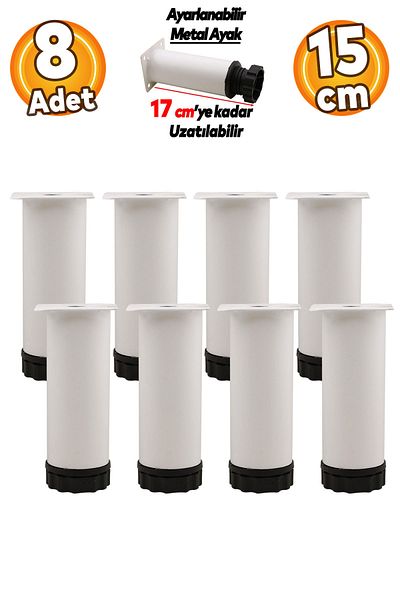Badem10 Mobilier reglabil Canapea Baza Fotoliu Suport metalic Picior 15 cm Picioare albe 8 buc