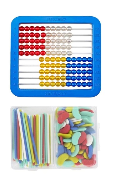 ileritoys 3'lü Ilkokul Seti Abaküs + Sayma Çubukları + Sayma Fasulyeleri