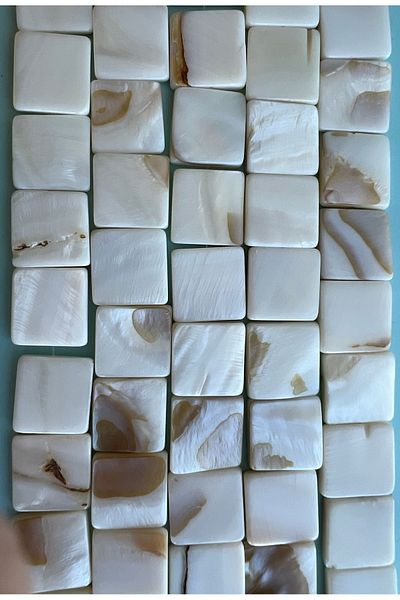 ŞİFA SHOP Natural stone mother of pearl string square 17 mm