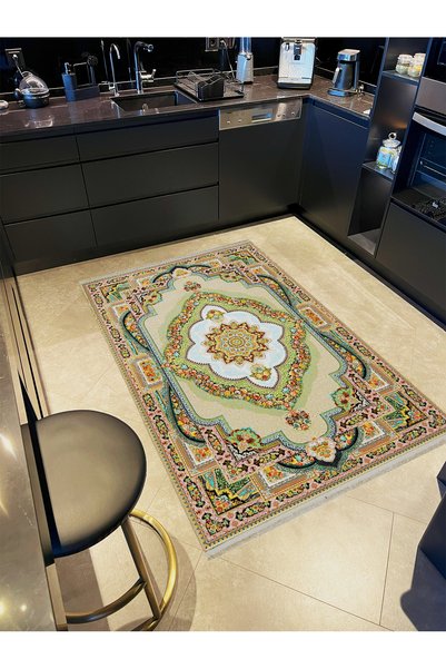 Rugs Modern Halı Multi-Colored Patterned Light Green Antique Design Series De...