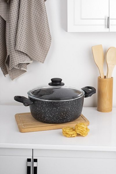 Cem Prestige Black Deep Frying Pot - Fireproof and Non-Stick, 24 cm