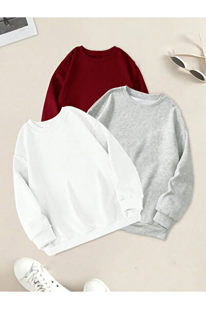 BW Bravely Wear سويت شيرت قطني برقبة دائرية - عبوة 3 في 1