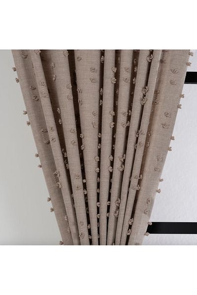 Boutique Curtain Polka Dot Pompom Background - Flat Pleat Free, Extraforated, Rustic Corner Matching Modern Sports Curtain