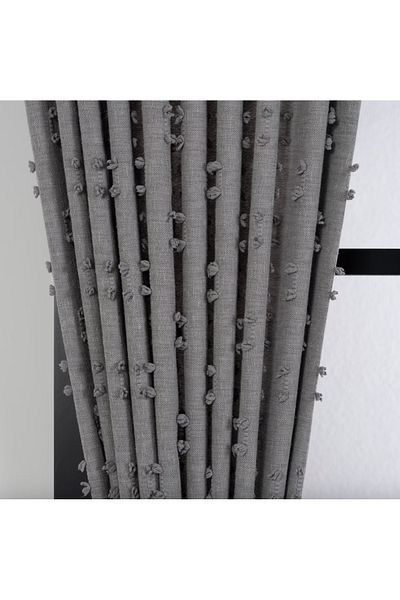 Boutique Curtain Polka Dot Pompom Background - Flat Pleat Free, Extraforated, Rustic Corner Matching Modern Sports Curtain