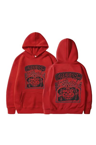LA GULER FREEDOM Printed New Season Unisex Oversize Hoodies - Φούτερ με 3 νήματα από βαμβάκι Sardon