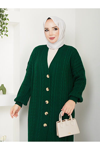 Pamuk Butik Γυναικεία Ζακέτα Πλεκτή Αλυσίδα Ολόσωμη