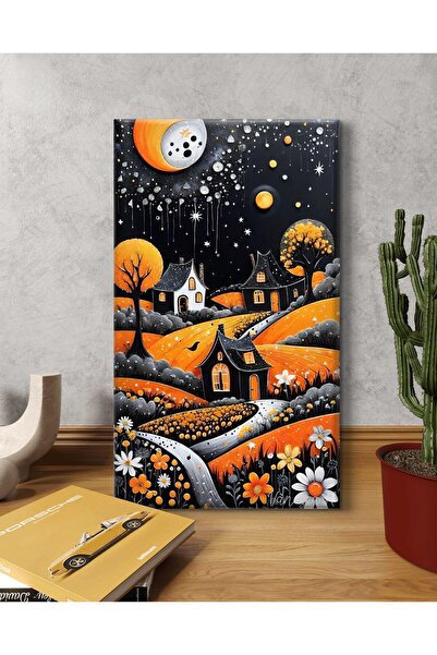 SEVFOTO Selo pod mesečinom, slika na platnu