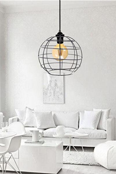 Yiğitkan elektrik aydınlatma Almira Modern Tel Yuvarlak Kafes Ampülü Dahil tekli sarkıt avize