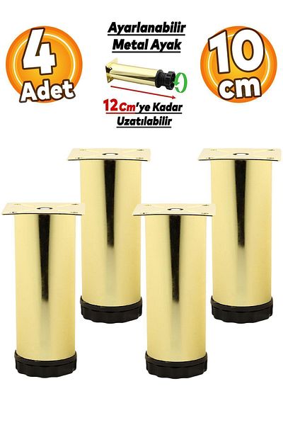 Badem10 Dulap reglabil Mobilier Canapea Baza Suport metalic Picior 10 Cm Picioare Aurii 4 Buc