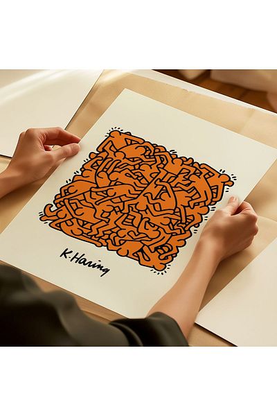 ARTHOUSECOLLECTIVE Плакат на Кийт Харинг - Хора - Нерамкиран плакат с размер на маса