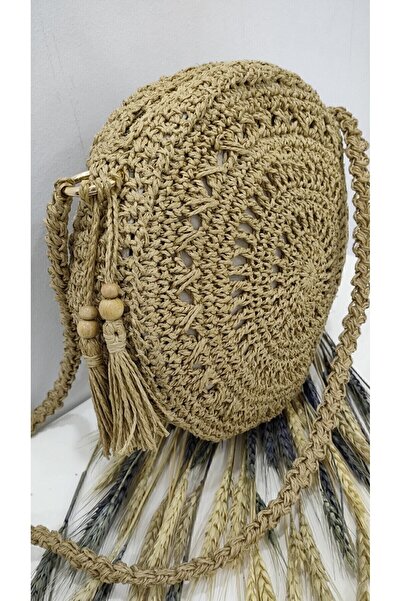 ZÜMAL حقيبة كتف نسائية فاخرة منسوجة يدويًا بحبل ورقي بيضاوي بسحاب (لون كوفال)