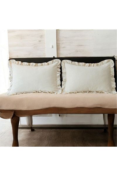 Erba kreasyon Față de pernă decorativă 100% in brut cu volane - 50x70, două bucăți