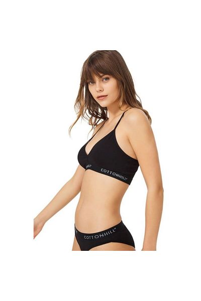 tümsek kadın iç giyim Cottonhill Basic Hooded Cotton Women's Bra Set Without Underwire
