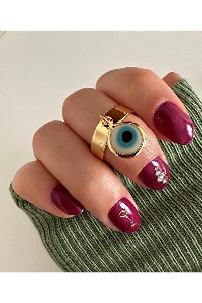 ringbox Ayarlanabilir Sallantılı Nazar Boncuklu Gold Yüzük