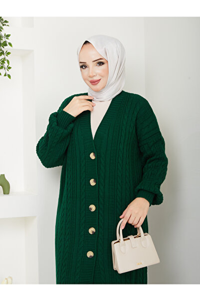 Pamuk Butik Γυναικεία Ζακέτα Πλεκτή Αλυσίδα Ολόσωμη