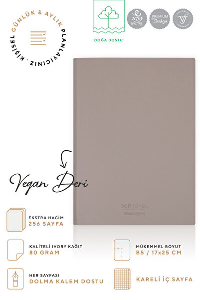 Victoria's Journals Softtons Notebook with Flexible Cover - Cream 128 Yp. Checkered