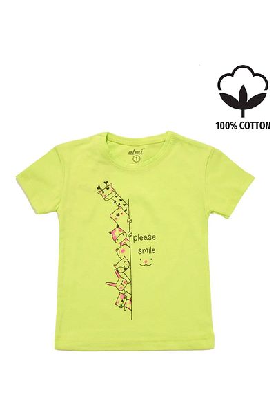 Alme Smile Printed Girl T-shirt Green