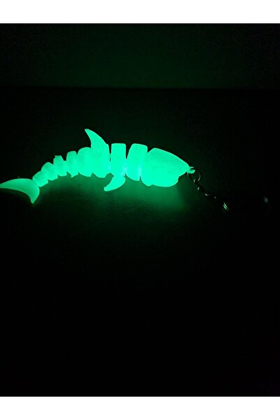 eoshop سلسلة مفاتيح على شكل سمكة قرش متحركة متوهجة ليلاً