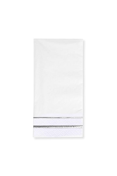 Story 33x33 cm Silver Leaf Line Patterned 16-Piece 1/8 Fold White Colored Paper Napkin