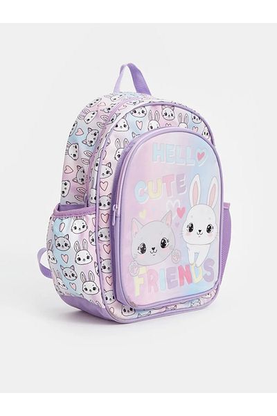 LC Waikiki ACCESORII LCW - Geantă de școală cu imprimeu liliac pentru fete