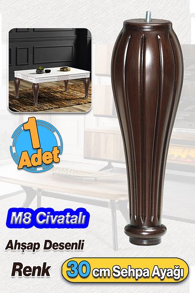 Badem10 Picior de masă din plastic cu diamant 30 cm model din lemn 1 bucată mobilier masă de cafea M8 picioare cu șuruburi