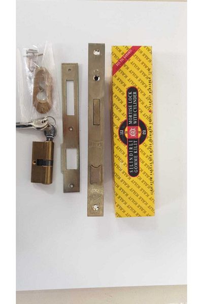 Kale Kilit 153U-25Mm Narrow Type Cylinder Mortise Lock - Iron, Aluminum and Wooden Door (3 Key Barrel and Mirrors)