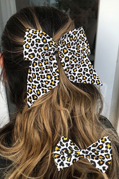 ESLE AKSESUAR الأم والابنة مزيج ليوبارد منقوشة القوس الشريط مشبك الشريط مشبك