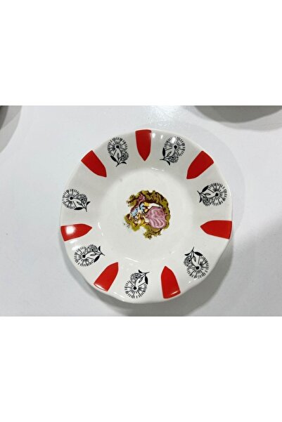 porselen Red Coffee Tea Plate 6 Plates