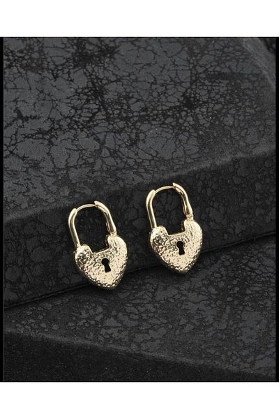 Home Heart Themed Lock Earrings