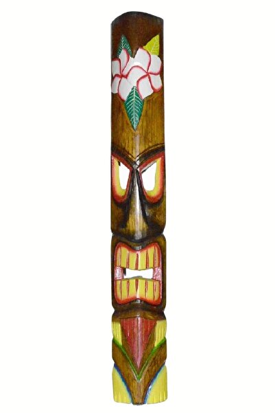 Dünyadan Hediyeler Ahşap Tiki Renkli Mask Duvar Dekoru Maske 100 cm