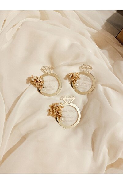 parıltı organizasyon Gold Renk Tektaş Magnet 20 Adet Söz Nişan Düğün Kına Öze...