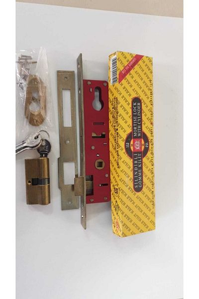 Kale Kilit 153U-25Mm Narrow Type Cylinder Mortise Lock - Iron, Aluminum and Wooden Door (3 Key Barrel and Mirrors)