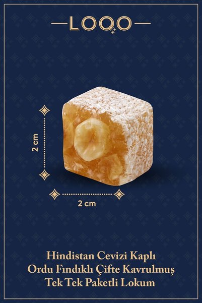 LOQO 50% Double Roasted Turkish Delight with Nuts 1 kg (Packaged Individually) 1002