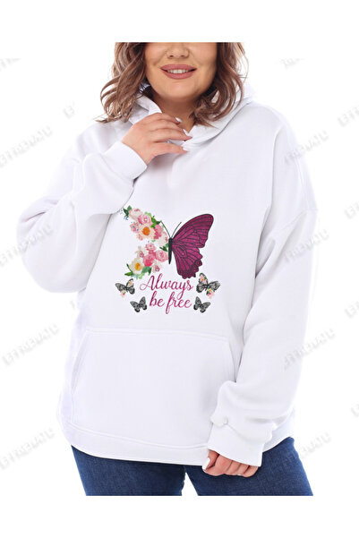 EFFRENATU Hila Moda - Φούτερ με κουκούλα με λευκή στάμπα μεγάλου μεγέθους