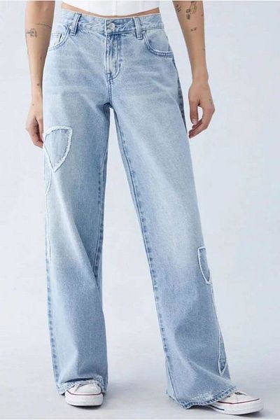 Gofeel Παντελόνι Baggy Cut Ice Blue Ribbon
