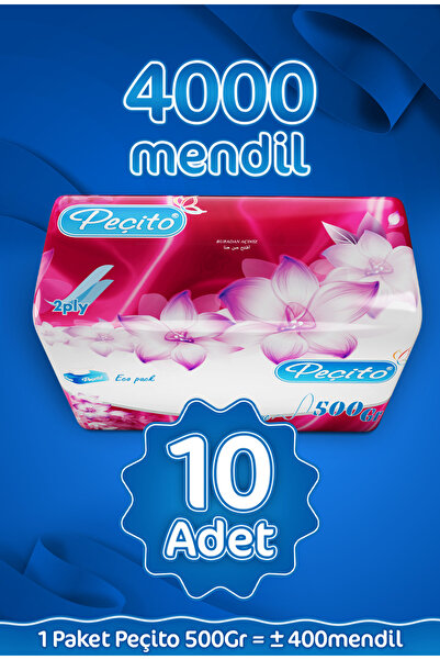 Peçito Elite 4000'lü Çift Katlı Çek-al Mendil Seti ( 10adet X 400 )