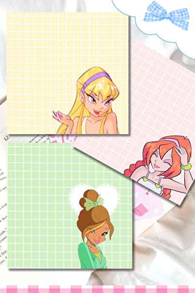 pnkycrco 3 'lü Winx Club | Not Defteri Bloknot Notepad Memopad