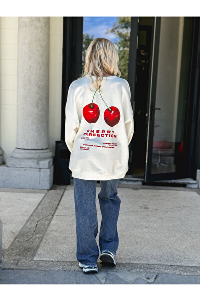 Jose Clothing Φούτερ από οργανικό βαμβάκι σειράς Amalfi Ecru oversized με τύπωμα