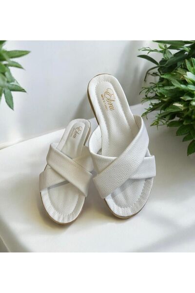 MODA SENİ White Women's Slippers - Outdoor, Casual, Dowry Bundle, Guest Sea Home Beach Vacation