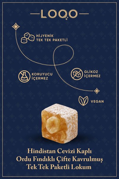 LOQO Double Roasted Turkish Delight Covered with 50% Coconut with Plenty of Hazelnuts 500 g (Individual Packaged) 1016
