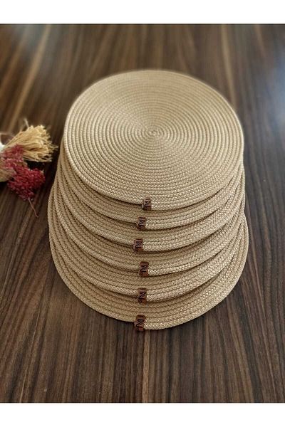 Naspar 32 Cm Wicker Color Charger - 6 Pieces American Service Basket Set