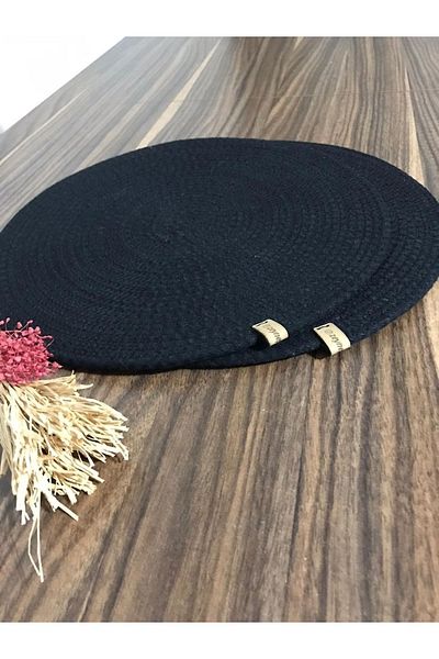 Naspar 6 farfurii de frânghie din bumbac negru